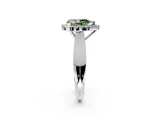 Halo Engagement Ring Setting for Fancy Green Pear-Shaped Center with Square Band and Prong Head in Sterling Silver