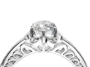 Floral Engagement Ring Setting for Marquise Center with Four Accent Clusters and Prong Head in Platinum