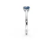 Solitaire Engagement Ring Setting for Fancy Blue Cushion Cut Center with Flat-Sided Plain Band and Prong Head in Platinum