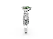 3 Stone Engagement Ring Setting for Fancy Green Pear-Shaped Center with Pave Twist Band and Prong Head in Platinum