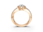 Halo Engagement Ring Setting for Oval Center with Wide-Open Pave Split Shank and Prong Head in Rose Gold