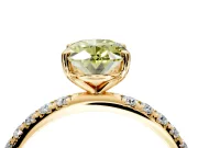 Solitaire Engagement Ring Setting for Fancy Yellow Oval Center with Micro Pave Band and Prong Head in Yellow Gold