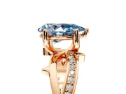Solitaire Engagement Ring Setting for Fancy Blue Pear-Shaped Center with Pave and Plain Crossover Band and Prong Head in Rose Gold
