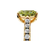 Solitaire Engagement Ring Setting for Fancy Yellow Emerald Cut Center with Partway Pave Band and Prong Head in Yellow Gold