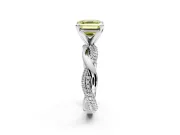 Solitaire Engagement Ring Setting for Fancy Yellow Asscher Cut Center with Pave and Plain Crossover and Basket Head in Sterling Silver