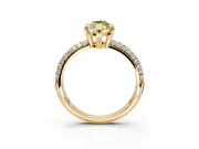 Solitaire Engagement Ring Setting for Fancy Yellow Marquise Center with Multi-Row Pave Accents and Basket Head in Yellow Gold