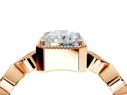 Vintage Station Engagement Ring Setting for Radiant Cut Center with Accents and Prong Head in Rose Gold