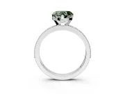 Milgrain Pave Engagement Ring Setting for Fancy Green Heart-Shaped Center with Accent Band and Prong Head in Platinum