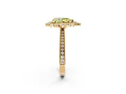 Milgrain Halo Engagement Ring Setting for Fancy Yellow Pear-Shaped Center with Bezel Point Accents and Prong Head in Yellow Gold