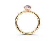 Low-Set Solitaire Engagement Ring Setting for Fancy Pink Pear-Shaped Center with Thin Plain Band and Prong Head in Yellow Gold