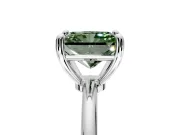 Minimalist Solitaire Engagement Ring Setting for Fancy Green Radiant Cut Center with Thin Band and Prong Head in Platinum