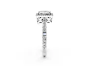 Accent Halo Engagement Ring Setting for Princess Cut Center with Full-Length Pave Band and Prong Head in Sterling Silver