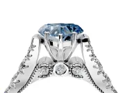 Solitaire Engagement Ring Setting for Fancy Blue Heart-Shaped Center with Pave Cathedral Shoulders and Prong Head in Sterling Silver