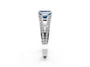 Split Shank Engagement Ring Setting for Fancy Blue Asscher Cut Center with Pave Split Shank and Prong Head in Platinum