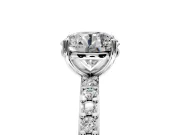 Solitaire Engagement Ring Setting for Round Cut Center with Round Cut Pave Band and Prong Head in Sterling Silver