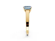 Solitaire Engagement Ring Setting for Fancy Blue Asscher Cut Center with Tapered Split Shoulders and Prong Head in Yellow Gold
