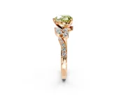 Solitaire Engagement Ring Setting for Fancy Yellow Heart-Shaped Center with Marquise Accent Twist Band and Prong Head in Rose Gold