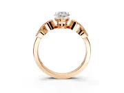 Leaf Engagement Ring Setting for Pear-Shaped Center with Milgrain Accent Band and Prong Head in Rose Gold