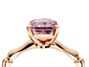 Solitaire Engagement Ring Setting for Fancy Pink Radiant Cut Center with Bamboo Band and Prong Head in Rose Gold