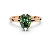 Solitaire Engagement Ring Setting for Fancy Green Pear-Shaped Center with Fine Wire Band and Prong Head in Rose Gold