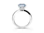 Solitaire Engagement Ring Setting for Fancy Blue Asscher Cut Center with Plain Band and Tulip Prong Head in Platinum