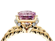 Halo Engagement Ring Setting for Fancy Pink Radiant Cut Center with Rope Twist Split Shank and Prong Head in Yellow Gold