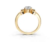 Solitaire Engagement Ring Setting for Oval Center with Twisted Band and Scroll Prong Head in Yellow Gold