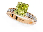 Solitaire Engagement Ring Setting for Fancy Yellow Radiant Cut Center with Channel-Set Accents and Prong Head in Rose Gold