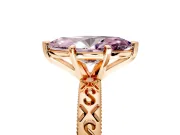 Solitaire Engagement Ring Setting for Fancy Pink Marquise Center with Scrollwork Band and Prong Head in Rose Gold