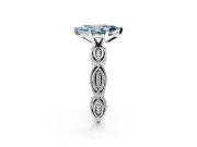 Solitaire Engagement Ring Setting for Fancy Blue Marquise Center with Marquise Panel Band and Prong Head in Sterling Silver