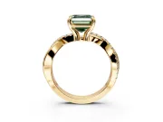 Solitaire Engagement Ring Setting for Fancy Green Asscher Cut Center with Half-Pave Crossover Band and Prong Head in Yellow Gold