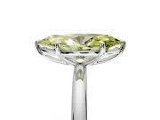 Low-Set Solitaire Engagement Ring Setting for Fancy Yellow Oval Center with Thin Plain Band and Prong Head in Platinum