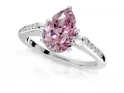Solitaire Engagement Ring Setting for Fancy Pink Pear-Shaped Center with Channel Accents and Prong Head in Platinum