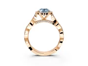 Halo Engagement Ring Setting for Fancy Blue Oval Center with Twist Band and Prong Head in Rose Gold