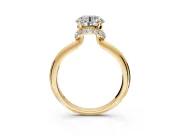 Hidden Halo Engagement Ring Setting for Round Cut Center with Plain Rounded Band and Prong Head in Yellow Gold