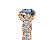 Solitaire Engagement Ring Setting for Fancy Blue Heart-Shaped Center with Pave Cathedral Shoulders and Prong Head in Rose Gold