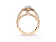 Halo Engagement Ring Setting for Marquise Center with Framed Halo, Pave Band and Prong Head in Rose Gold