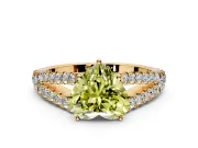 Solitaire Engagement Ring Setting for Fancy Yellow Heart-Shaped Center with Pave Split Shank and Prong Head in Yellow Gold