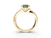 Bezel Engagement Ring Setting for Fancy Green Princess Cut Center with Wide Channel-Set Band and Bezel Head in Yellow Gold