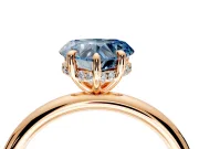 Hidden Halo Engagement Ring Setting for Fancy Blue Heart-Shaped Center with Thin Rounded Band and Prong Head in Rose Gold