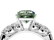 5 Stone Engagement Ring Setting for Fancy Green Princess Cut Center with Graduated Accents and Prong Head in Platinum