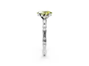 Solitaire Engagement Ring Setting for Fancy Yellow Oval Center with Bamboo Band and Prong Head in Platinum