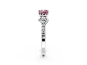 Solitaire Engagement Ring Setting for Fancy Pink Cushion Cut Center with Crossover Accents and Prong Head in Platinum