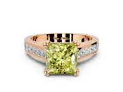 Solitaire Engagement Ring Setting for Fancy Yellow Princess Cut Center with Channel Band and Double Claw Prong Head in Rose Gold