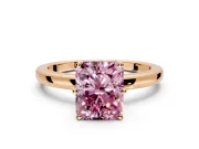 Solitaire Engagement Ring Setting for Fancy Pink Radiant Cut Center with Plain Band and Tulip Prong Head in Rose Gold