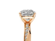 Side Accent Engagement Ring Setting for Cushion Cut Center with Accent Shoulders and Prong Head in Rose Gold