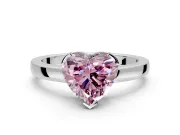 Solitaire Engagement Ring Setting for Fancy Pink Heart-Shaped Center with Plain Band and Flat Tab Prong Head in Sterling Silver