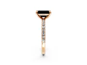 Solitaire Engagement Ring Setting for Fancy Black Emerald Cut Center with Fine Pave Narrow Band and Prong Head in Rose Gold