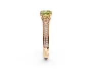 Solitaire Engagement Ring Setting for Fancy Yellow Cushion Cut Center with Pave Rail Split Shank and Prong Head in Rose Gold