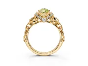 Solitaire Engagement Ring Setting for Fancy Yellow Pear-Shaped Center with Filigree Band and Prong Head in Yellow Gold